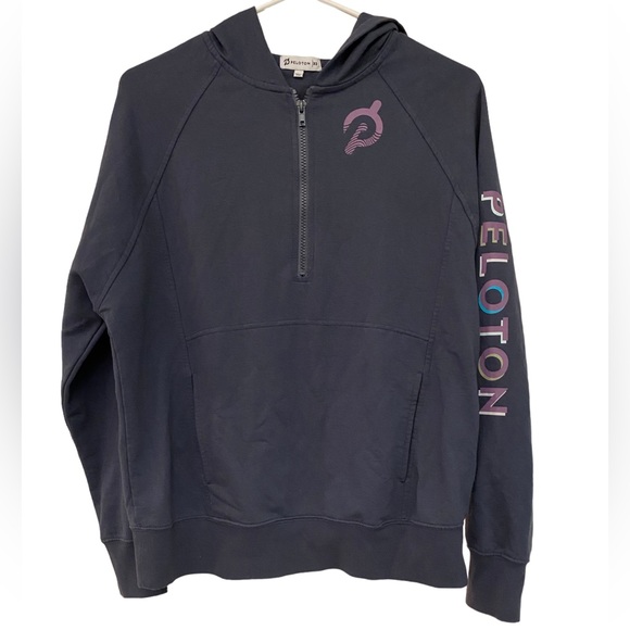 Peloton distressed faded navy half zip mark your mark - Picture 4 of 6